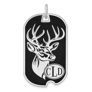 Custom Personalized Sterling Silver Dog Tag, choose Image & Monogram Pendant
